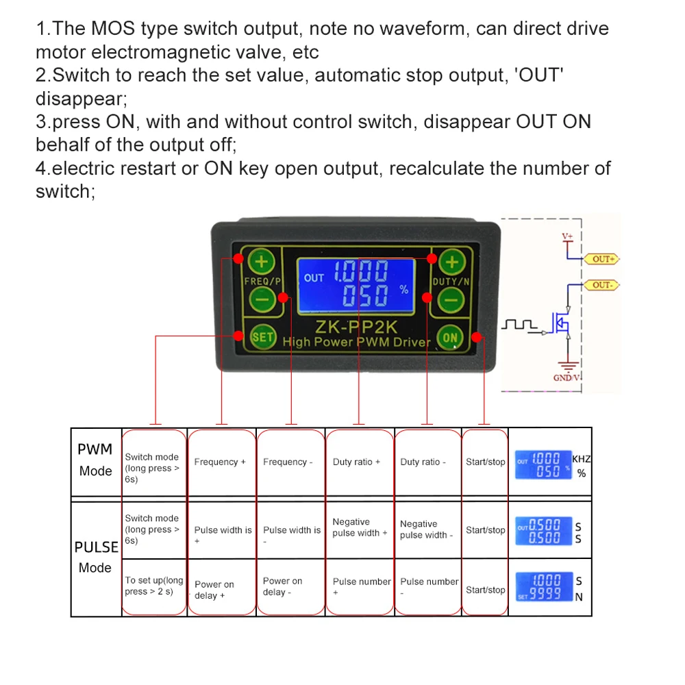 Driver Motor Speed Controller PWM Pulse Dual Modes Design Regulator 150W LED Dimmer Pulse Frequency Duty Ratio Adjustable Drive