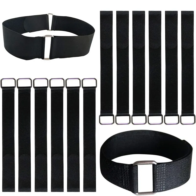 

5Pcs Cable Tie Straps with Metal Buckle Reusable Hook and Loop Fastening Straps Nylon Adjustable Securing Strap Cable Tie Wrap