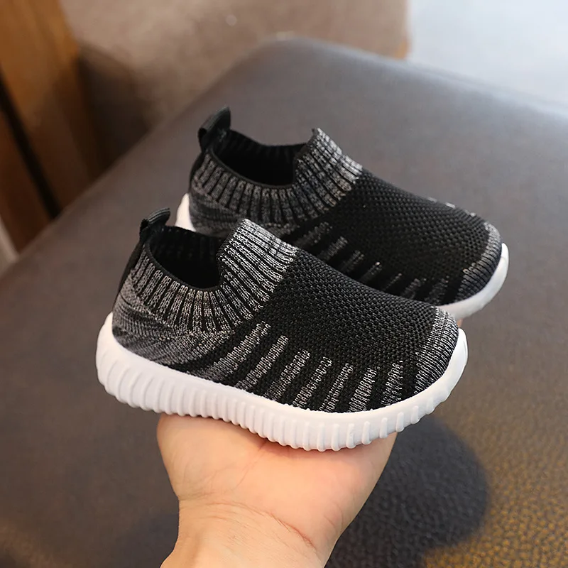 Kids Knitted Sport Shoes Children Sneakers Girls Solid Slip-On