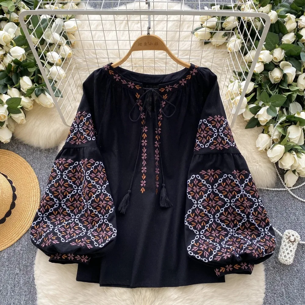 Y2k Goth Spice Girl Long Sleeve T-shirt tassel loose print O Neck