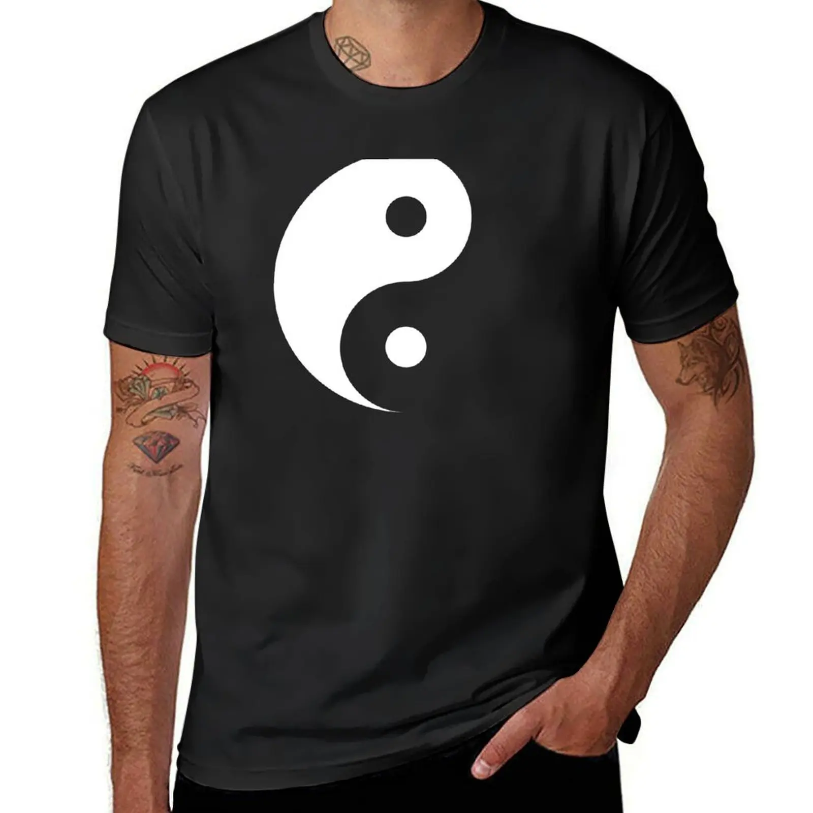 Yin and Yang - Negative Space Design White on Black T-Shirt oversizeds oversized Men's clothing