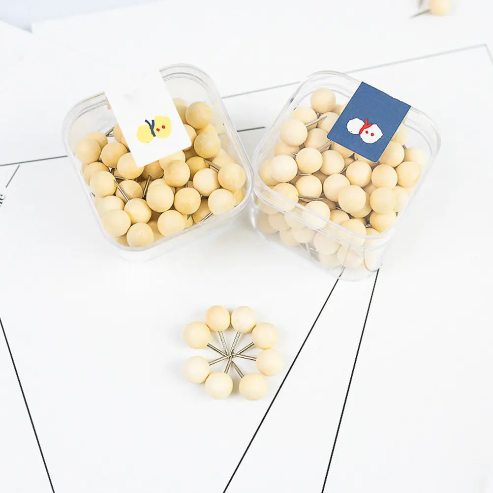 60Pcs 고급 목재 철 푸시 핀 소프트 코르크 엄지 못 다기능 포스터 맵 보드 고정기 가정용 사무실 학교 여행