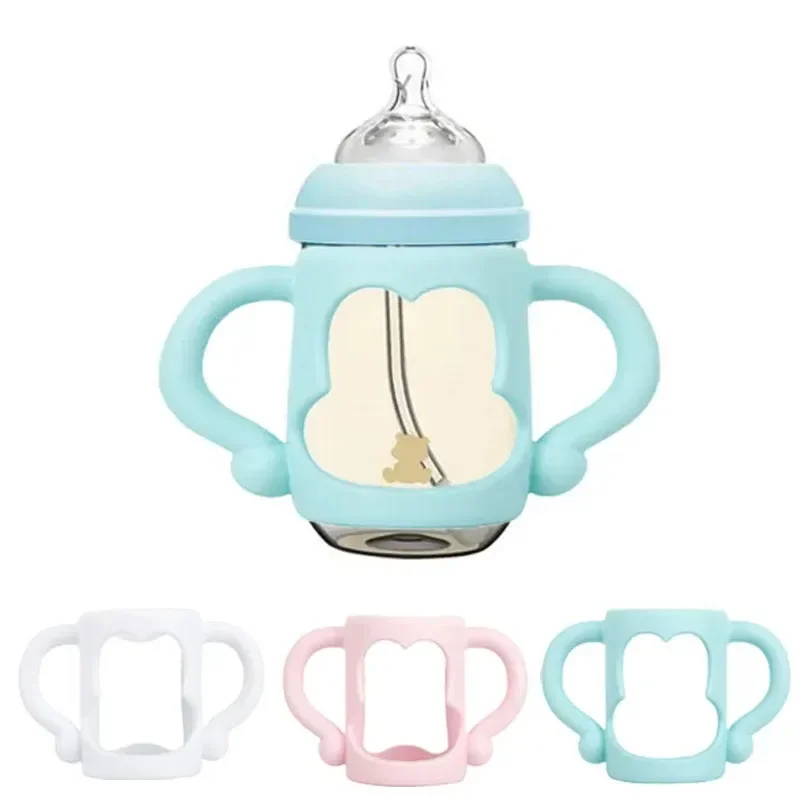 Baby Bottle Grip Handle Silicone Universal Milk Bottles Heat Resistant Feeding Cup Accessories baby feeding accessories
