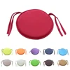 1pc Fabric Thickened Dining Chair Cushion Solid Colour Round Chair Cushion With Strap Indoor Garden Office Chair Seat Cushion 1