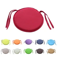 1pc Fabric Thickened Dining Chair Cushion Solid Colour Round Chair Cushion With Strap Indoor Garden Office Chair Seat Cushion 1