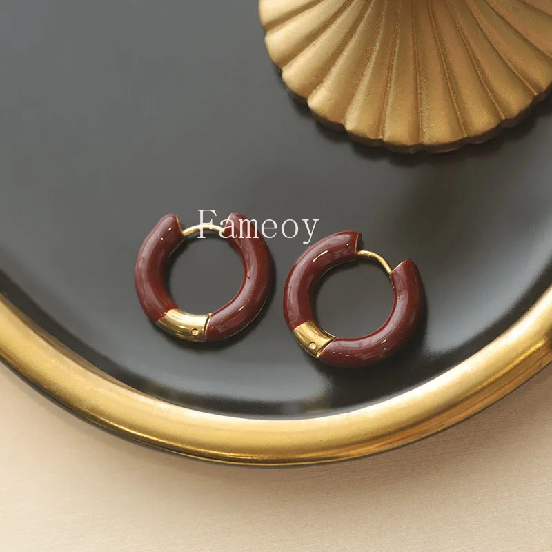 2024 Fashion New Retro Style Drop Glazed Round Women's Earrings