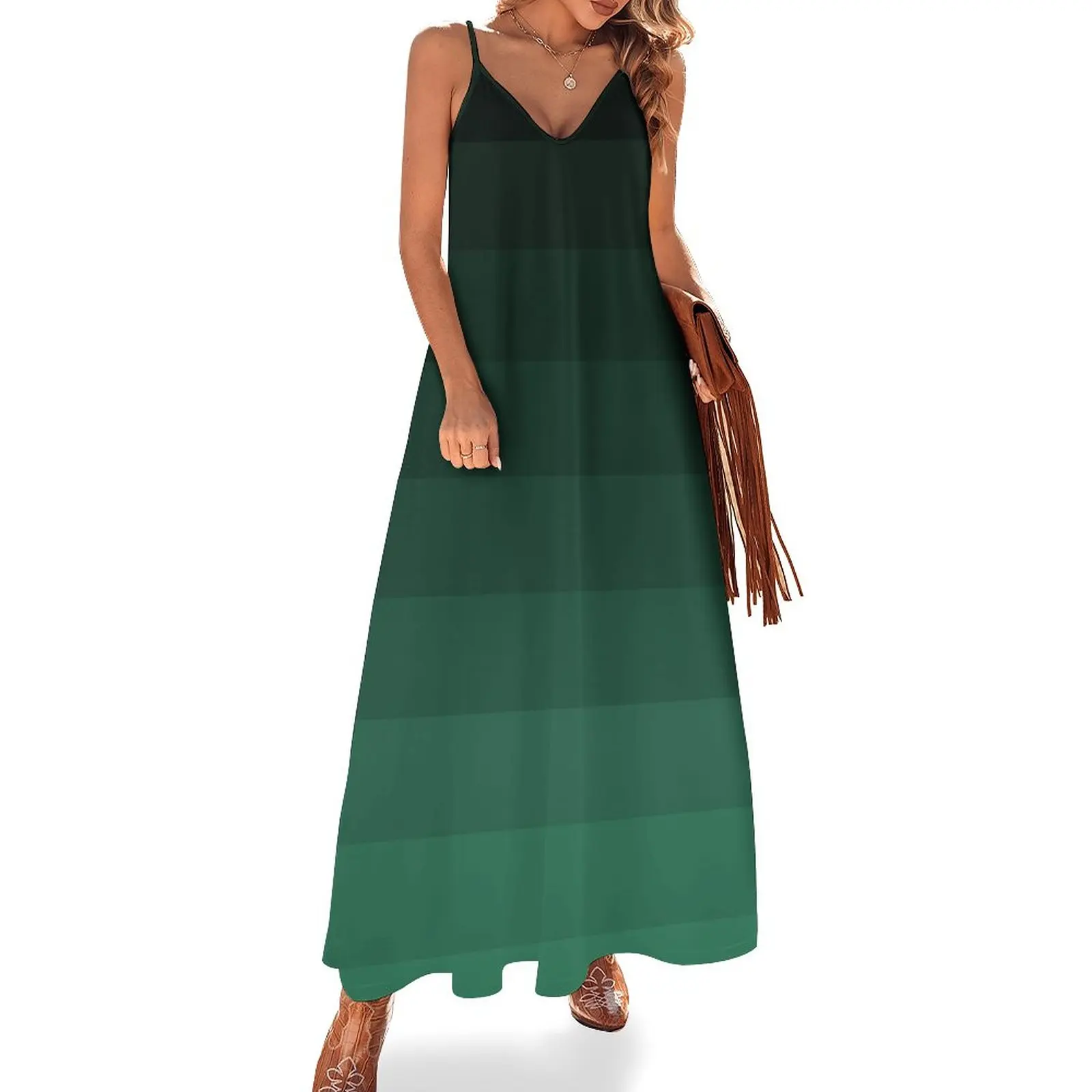 

New Black and green striped Ombre Sleeveless Dress women's summer dress 2023 elegant dresses plus sizes