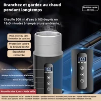 Bouilloire électrique portable 12V 24V, tasse chauffante pour voiture, 500 ml, chauffage de voyage, artefact d'isolation intelligent en acier inoxydable, affichage OLED 3