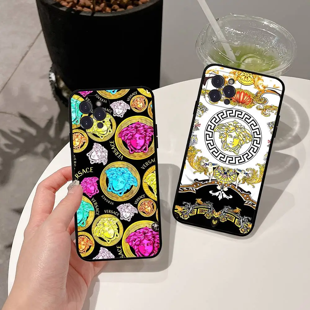 Luxury V-Versace Designer Silicone Phone Case - Black Cover