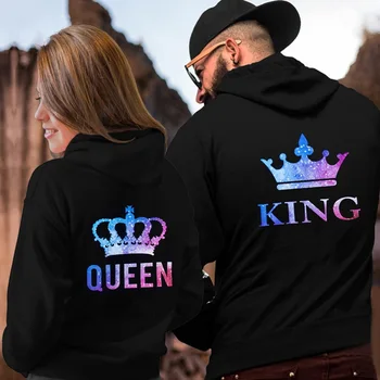 QUEEN KING 커플 스웻셔츠, 연인 후드티, 플러스 사이즈, 여성 후드티