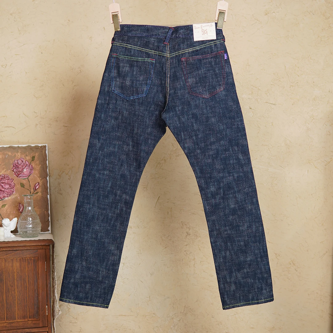 Plant Dyeing 14oz Red Selvedge Denim Jeans Men's Hand Twisted Yarn Libo Blue Medium Waist Straight Men's Pants 501 5KM Vintage 2