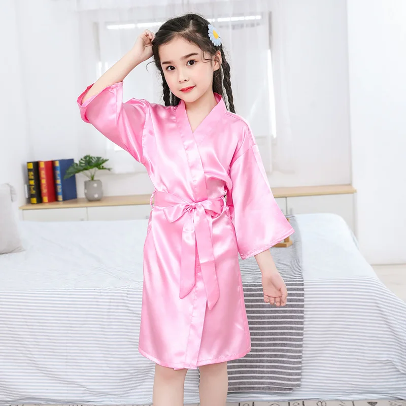 Kids Spa Robes Girls' Satin Kimono Robe Wedding Spa Ready