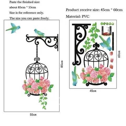 

Birds and birdcages Wall Stickers for Living room bedroom Wall edge background decoration art mural Home Decor door Stickers