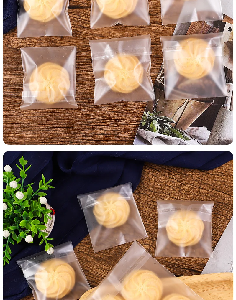 100 Stück mattierte Plastiktüte für Hochzeit, Kekse, Süßigkeiten, selbstklebende Tasche, Urlaubs-OPP-Beutel, Geschenk, durchscheinende Zellophan-Verpackungsbeutel – Detail 4