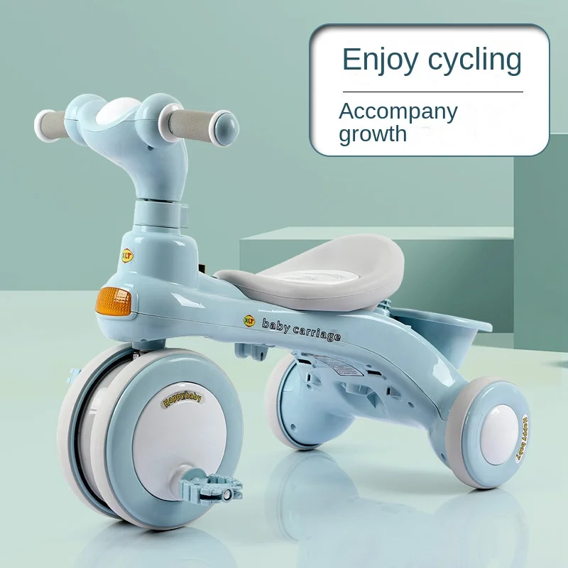 Baby Tricycle Pedal Bike 1-3 Years Old Kids Ride on Car Walking Tool Three Wheel Bicycle Infant Stroller with Music Light
