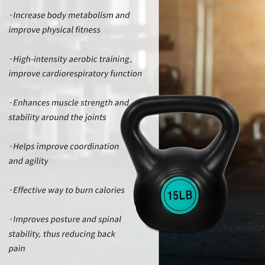 Vinyl Kettlebell Set,75 Pound Options – Cement-Filled Strength Training Weights with Ergonomic Grip and Color Coding for Full Bo