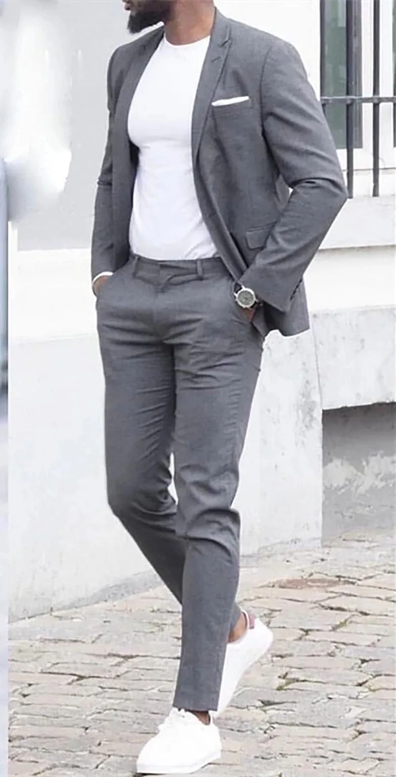 Casual Business Men Suits for Wedding Suits Man Tuxedos Slim Fit Peak Lapel Terno Masculino costume homme (Jacket+Pants)
