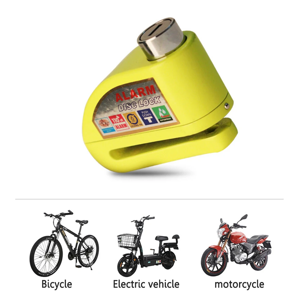 Motorcycle Scooter Wheel Disc Brake Alarm Lock Waterproof Aluminum Alloy Security Anti-theft Lock 110dB Alarm Sound Bike