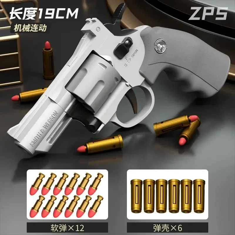 Lanzador de revólver ZP5 357 para niños y adultos, pistola de tiro continuo, juguete suave con olor a bala, arma CS para exteriores