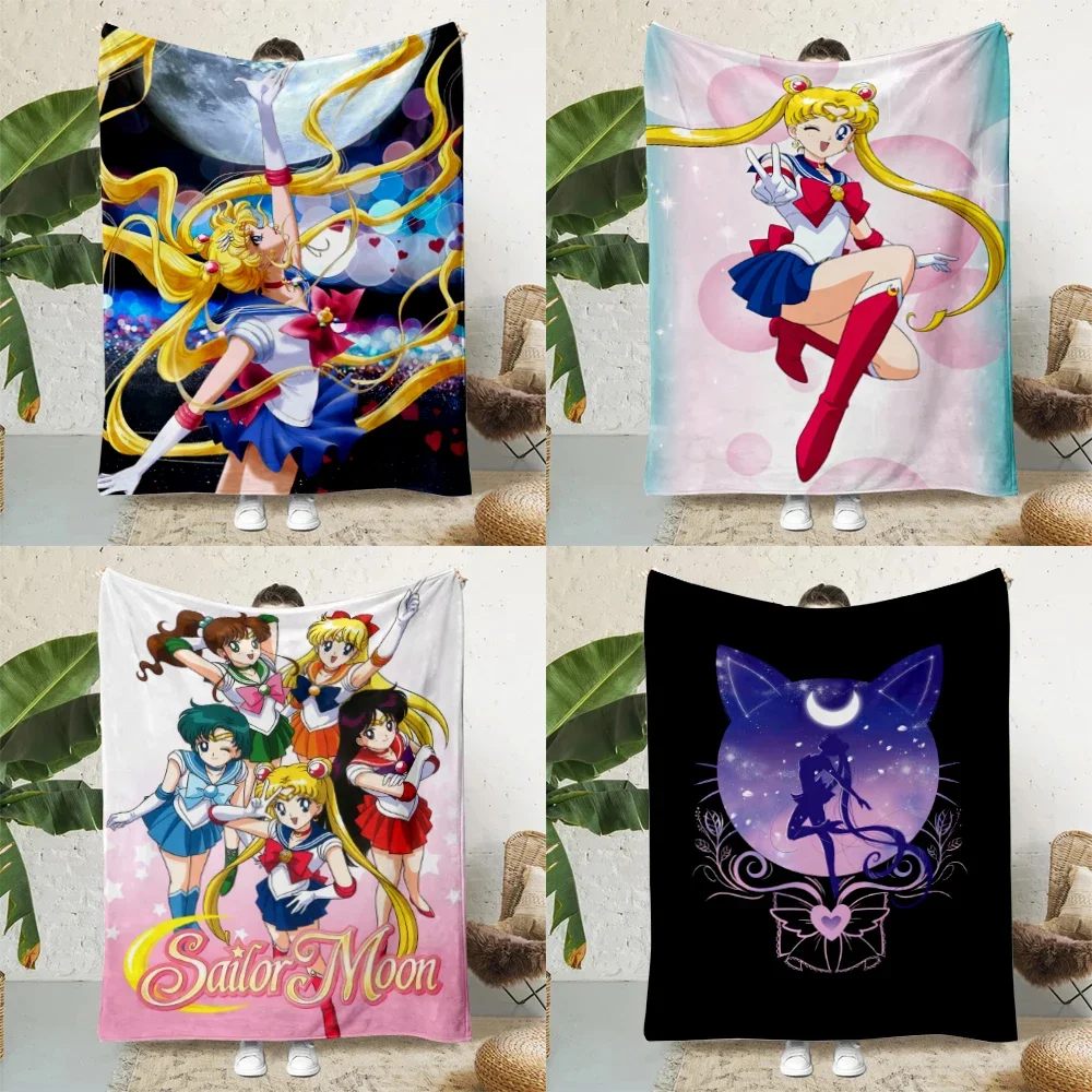 Anime Sailor Moons Cobertor Impresso, Cobertores Quentes de Piquenique Macio e Confortável, Viagem Doméstica, 2