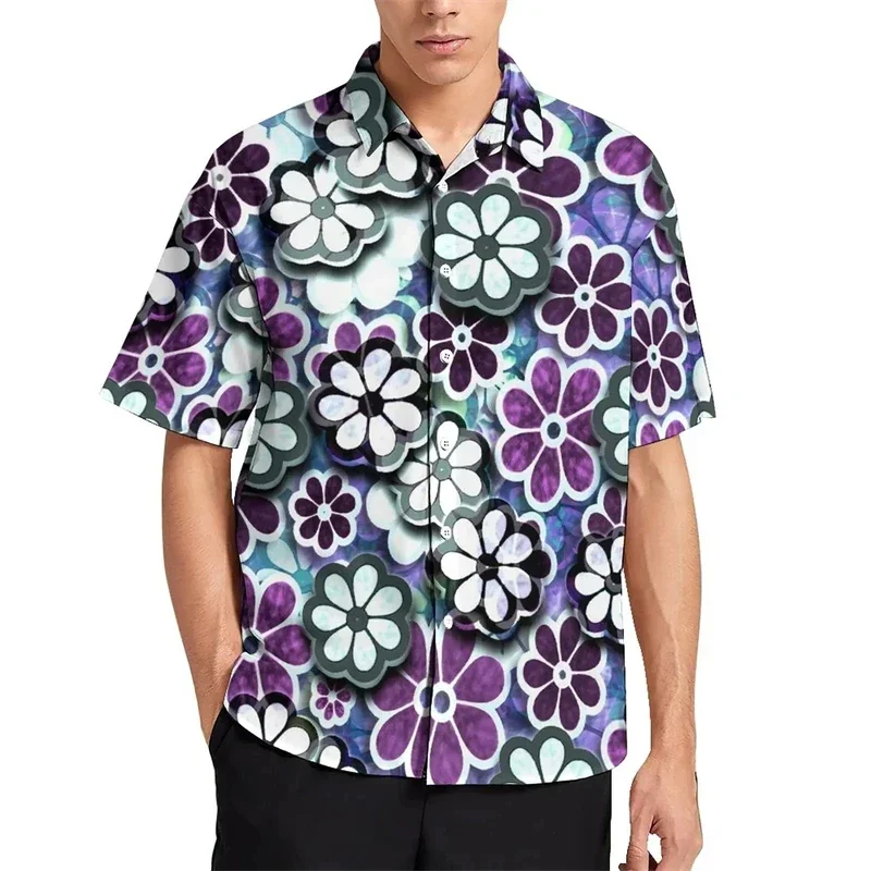 

Colorful Floral Pattern Print men's Short Sleeve shirt, College wear, Bright floral, Beach Vacation shirt, Fashionable men's Shi