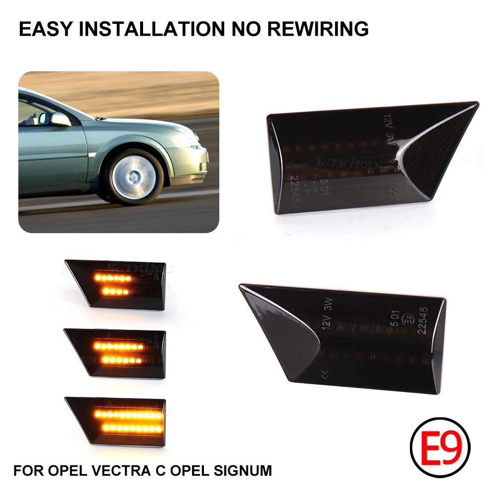 

2pcs For OPEL Vectra C 2001-2008 for Signum 2003-2008 LED Sequential Turn Signal Light Dynamic Side Marker Lamp Car Tuning