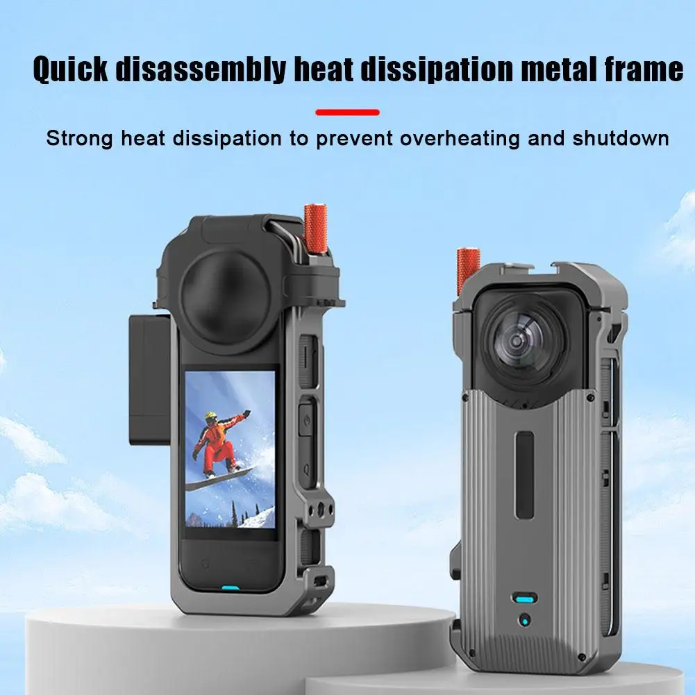 Metal Rabbit Cage Magnetic Frame Heat Accessories Protective Dissipation Sports Expansion Case for Insta360 X4 Camera Camer L1O9
