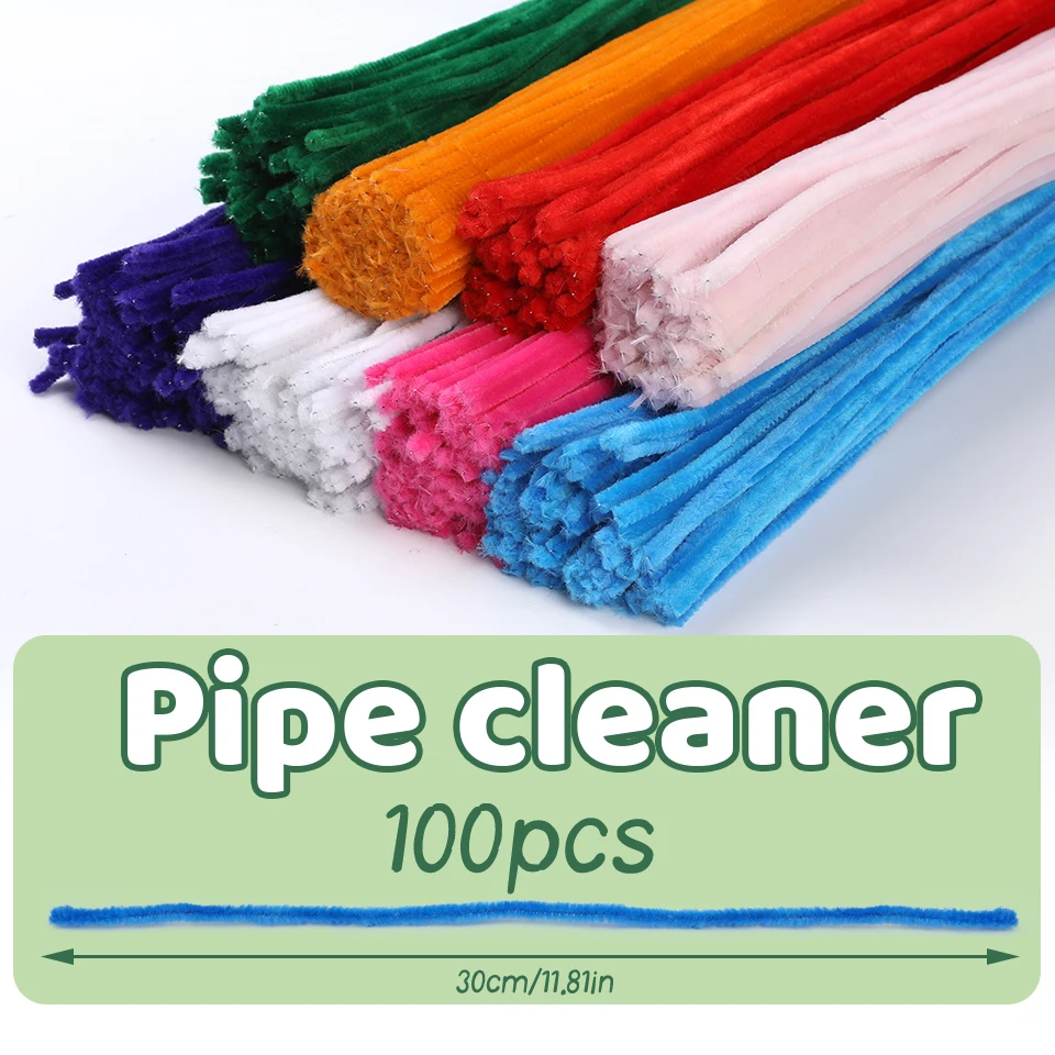 Chenille stem 100Pcs 30cm colors for DIY handcraft wool root fluffy bar twisting decor pipe cleaner plush