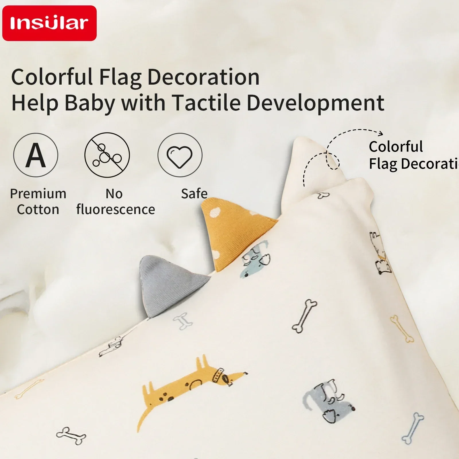 INSULAR  팔을 위한 두꺼운 수유 베개,  수유 패드, 부드러운 순면 헤드 쿠션, 편안한 어린이 수유 지원