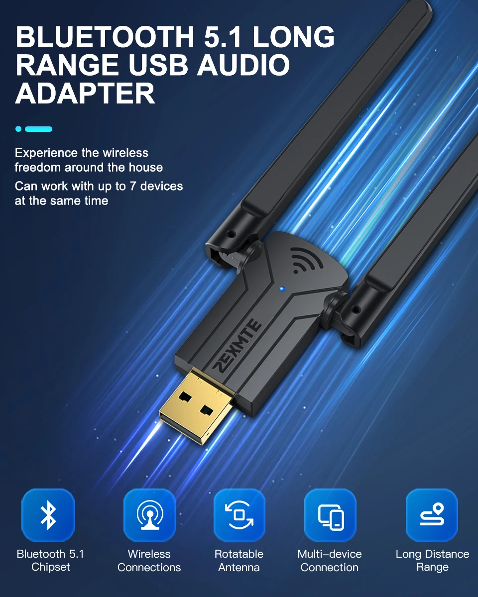 Adaptador Bluetooth 5.1 USB 150M