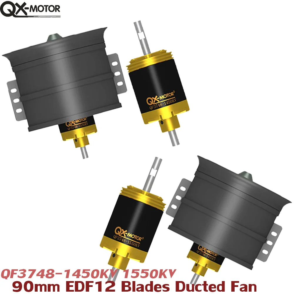 

QX-MOTOR 90mm EDF 12 Blades QF3748 CW CCW Brushless Motor 1450kv 1550kv for FMS RC Fixed-Wing Airplane