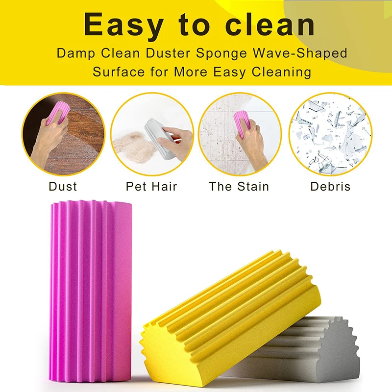 

1 PC Damp Clean Duster Sponge, Sponge Cleaning Brush for Car, Duster for Cleaning Blinds, Glass, Baseboards, Vents, Railings