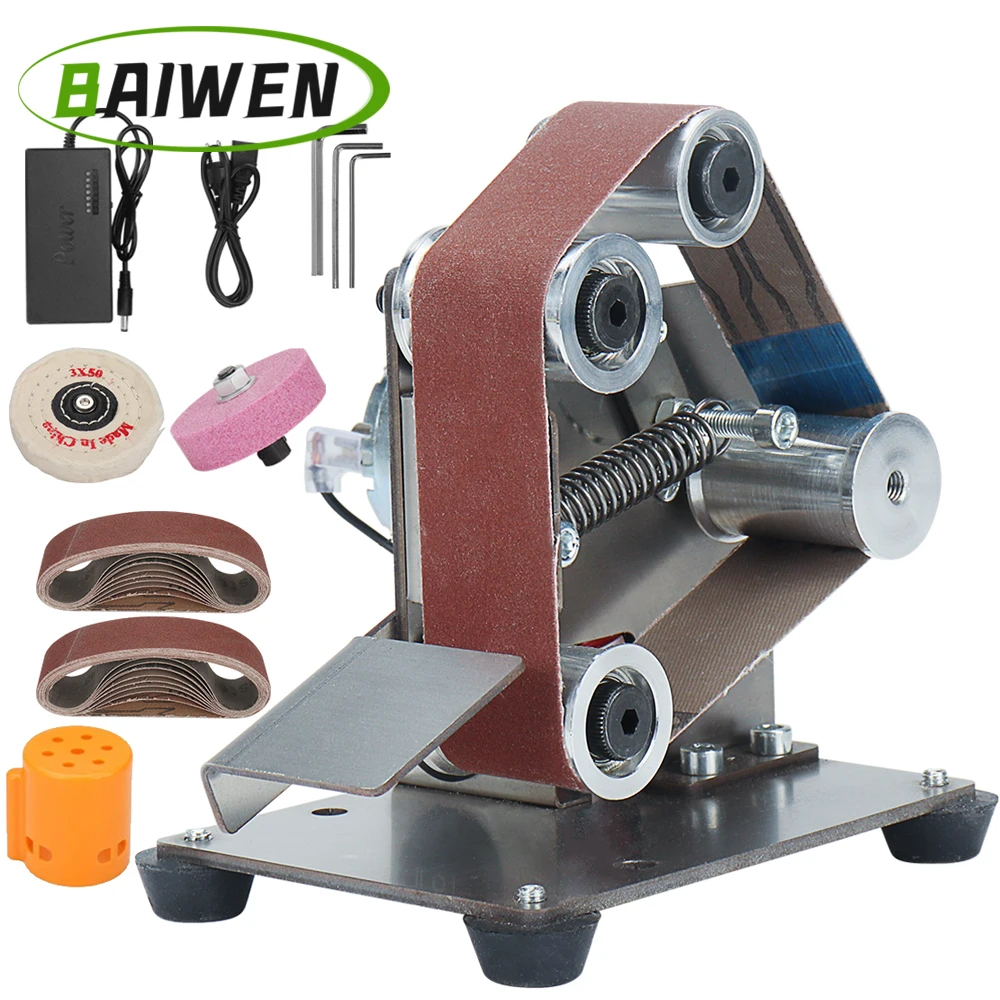 Multifunctional Polishing Grinding Machine Cutter Edges Sharpener Grinder Mini Electric Belt Sander 7 speed Adjustable 110V/220V electric grinder electric sander belt sander saw blade sharpener