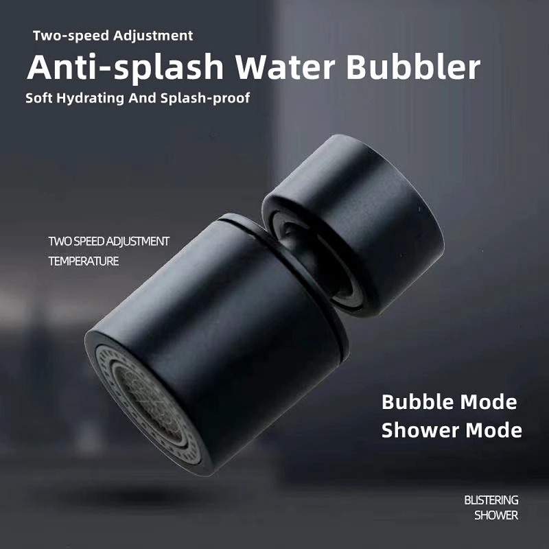 New Black 2 Mode Washbasin Faucet Nozzle 360° Rotary Splashback Faucet