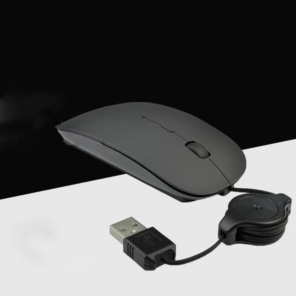 Notebook Wired Mouse Computer Telescopic Mute 800/1200/1600DPI USB Optical Mouse Office Game Accessories