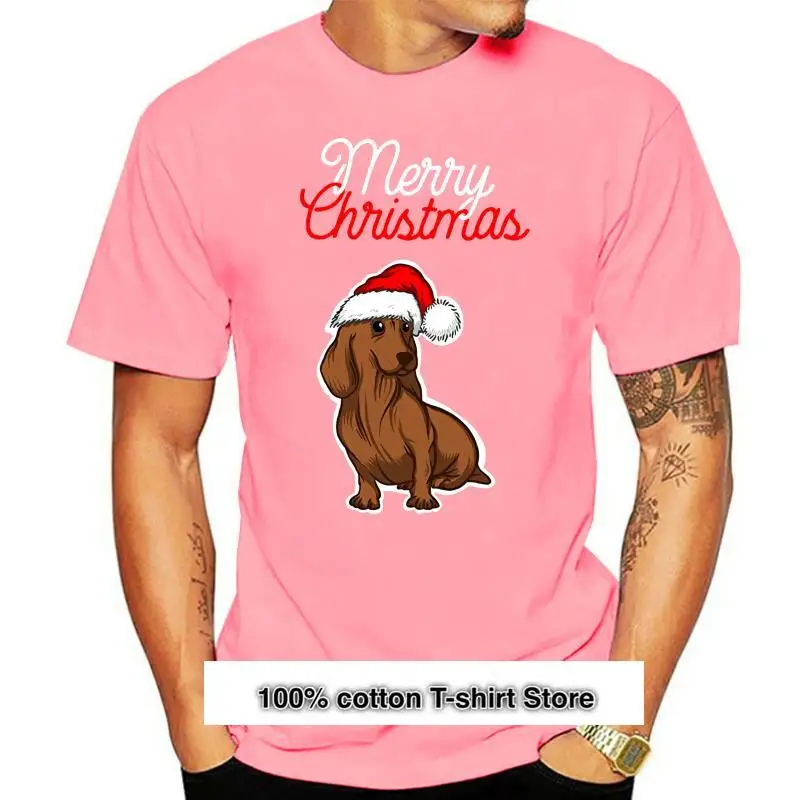 Camiseta De Algodon 100% Para Hombre, Camisa De Manga Corta Con Disejos De Perro Salchicha, Feliz Navidad, Precio Miss Bajo