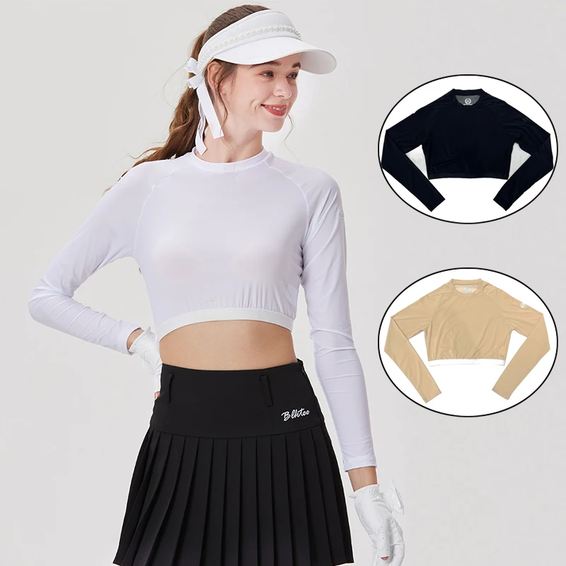 

Blktee Summer Golf Clothing Women Sun Protection Golf Shirts Breathable Cropped Tops Underwear Ice Silk Bottoming Shirt UV-proof