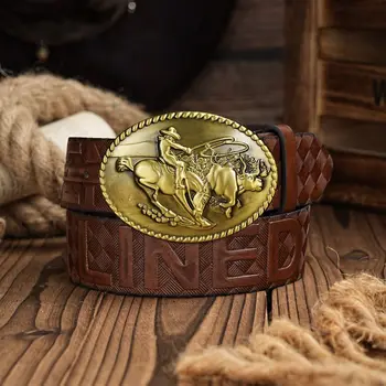 Lasso Cowboy PU Leather Belt with Metal Buckle 1