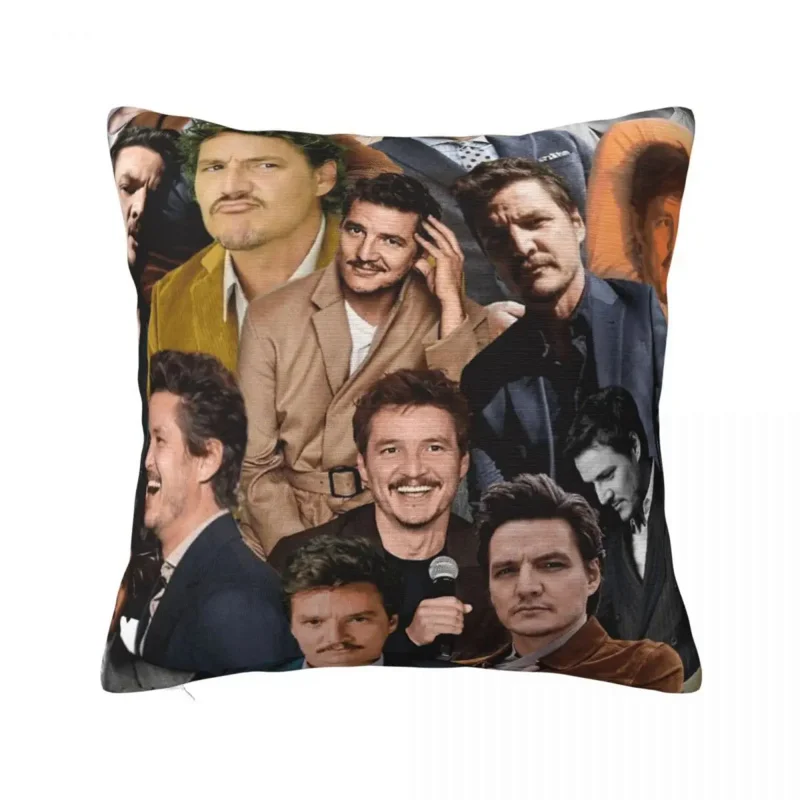 

Pedro Pascal Photo Collage Pillowcase Printed Polyester Cushion Cover Decorations Throw Pillow Case Cover Home Drop Shipping 18"