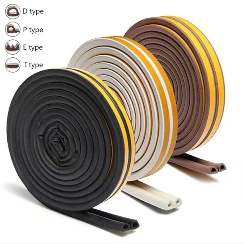 6m/12m/24m Weather Stripping Door Seal Strip Diep Self-adhesive Draft Stopper Tape Window Insulation Noise Rubber Sealing Strip