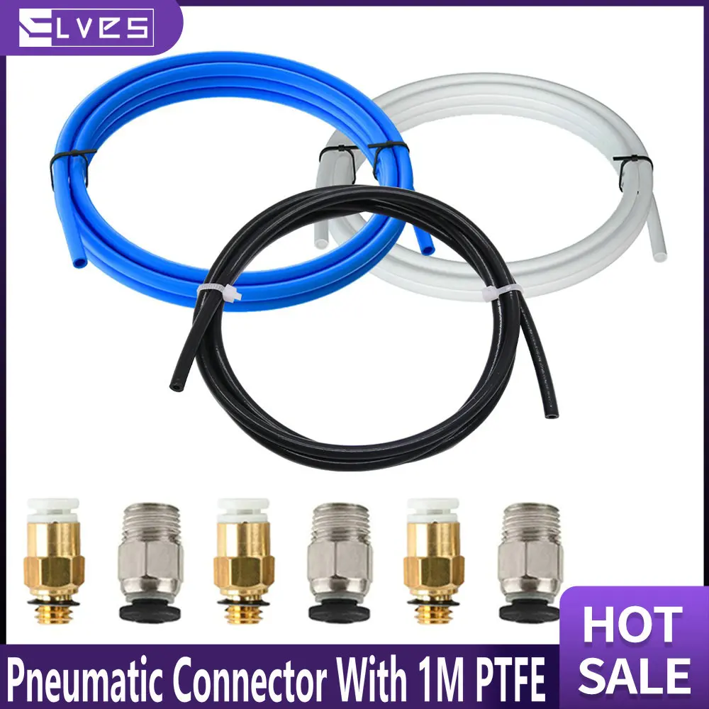 ELVES 3D Printer Parts PC4-01 And KJH04-M6 Pneumatic Connector With 1M PTFE Tube 2*4MM Upgrade Kit 3D Printer Parts Extruder