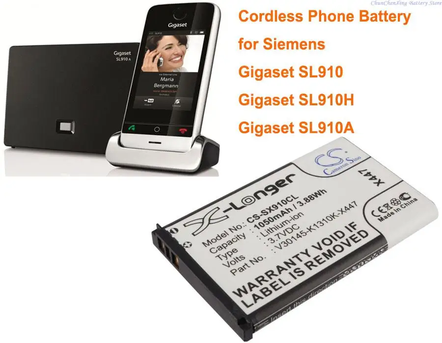 Batteria Del Telefono Cordless Greenbattery 1050Mah Per Siemens Gigaset Sl910, Gigaset Sl910A, Gigaset Sl910H