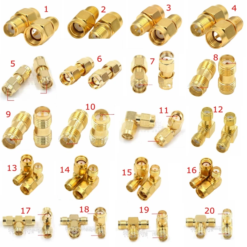 2 Pz/Lotto Sma A Sma Maschio Femmina Connettore Dritto 90 Gradi Ad Angolo Retto Tee Tipo 3Way Splitter Rpsma Per Rp-Sma Adattatore Maschio Rf