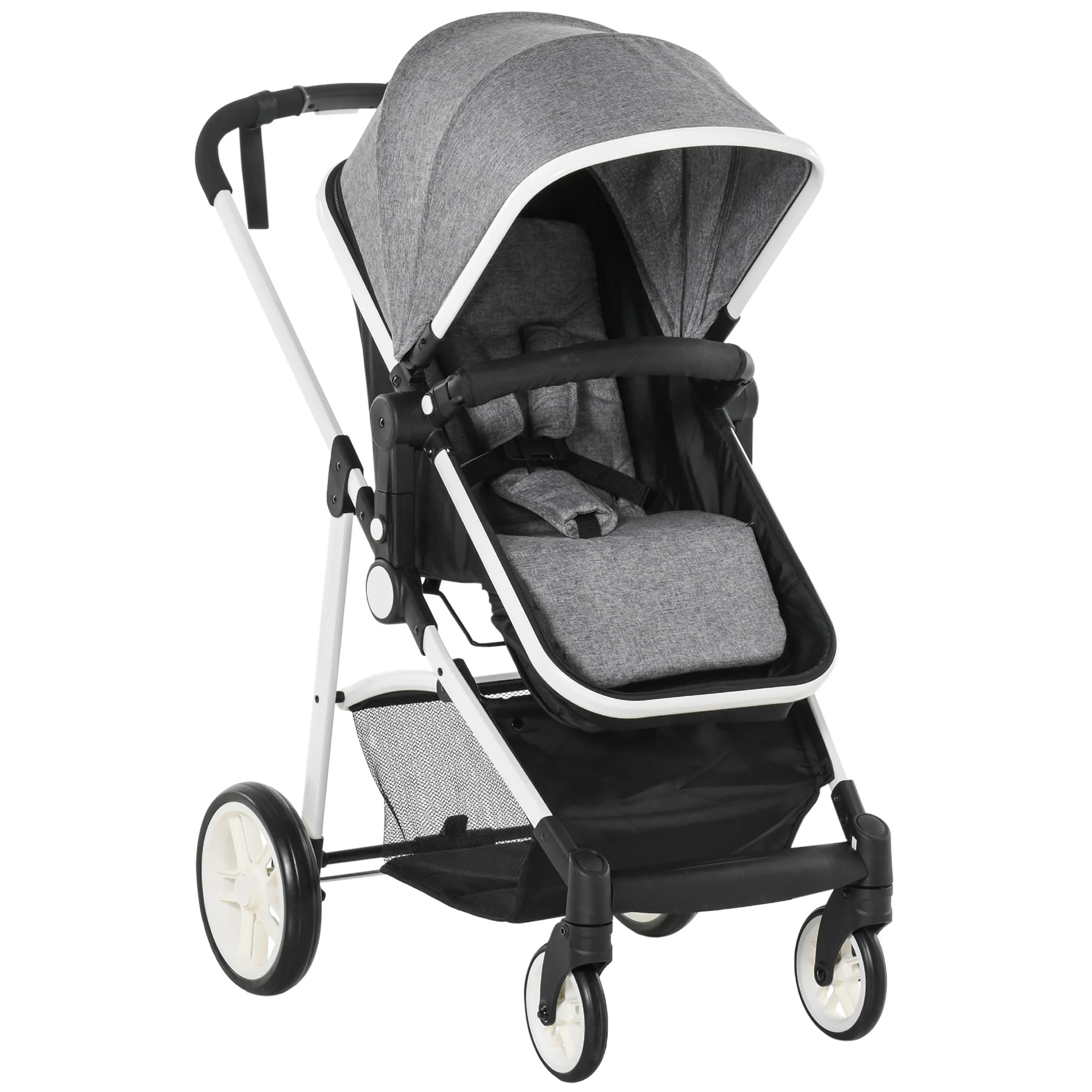 HOMCOM 2-in-1 folding baby stroller and carrycot for children 0-36 1