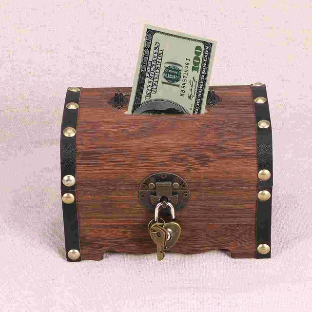 Vintage Kincses Tároló Doboz Piggy Bank Szervező Mentő Tok Zárolással Otthon - Image 6