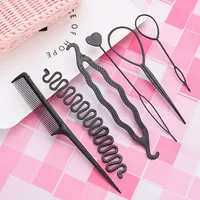 4-6Pcs/Set Black Basic Styling Tool Braid Hairstyle Twist Donut Bun Maker Hairpins For Women DIY Hair Styling Accessories 1