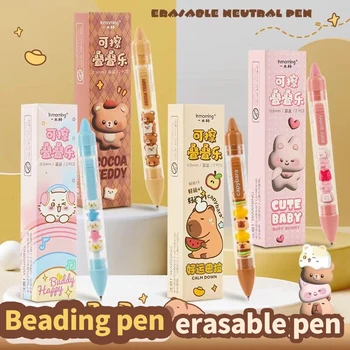 Articoli di cancelleria estetica Kawaii per il ritorno a scuola, accessori, penne gel, penne a sfera, simpatico orso capibara, penna cancellabile. Penne eleganti