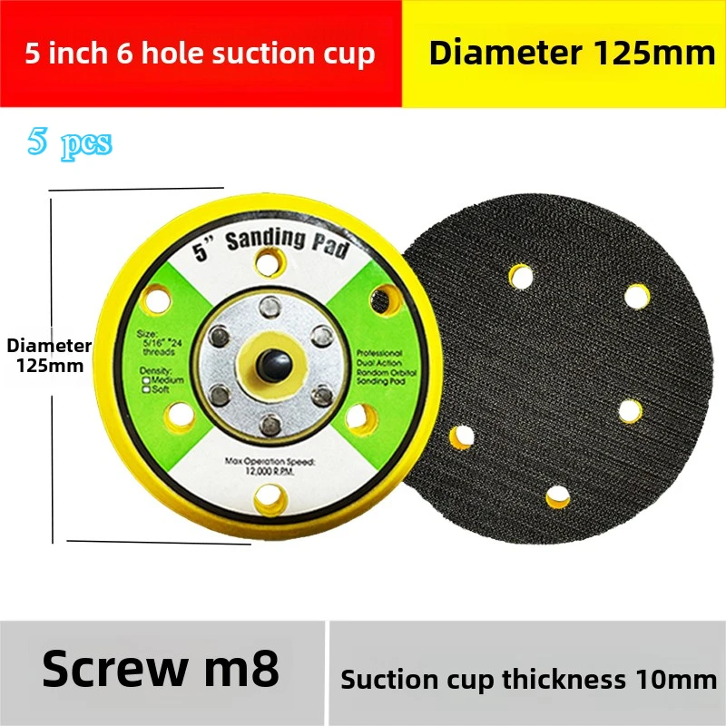 5pcs 5-Inch Air Grinding Base Plate with Assorted Sanding Discs and Polishing Pads-Perfect for DIY Projects
