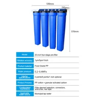 20 นิ้ว 3 ขั้นตอนเครื่องกรองน้ําสีฟ้าขนาดใหญ่ที่อยู่อาศัยเครื่องกรองน้ําสําหรับเครื่องกรองตะกอนน้ําที่บ้าน 3