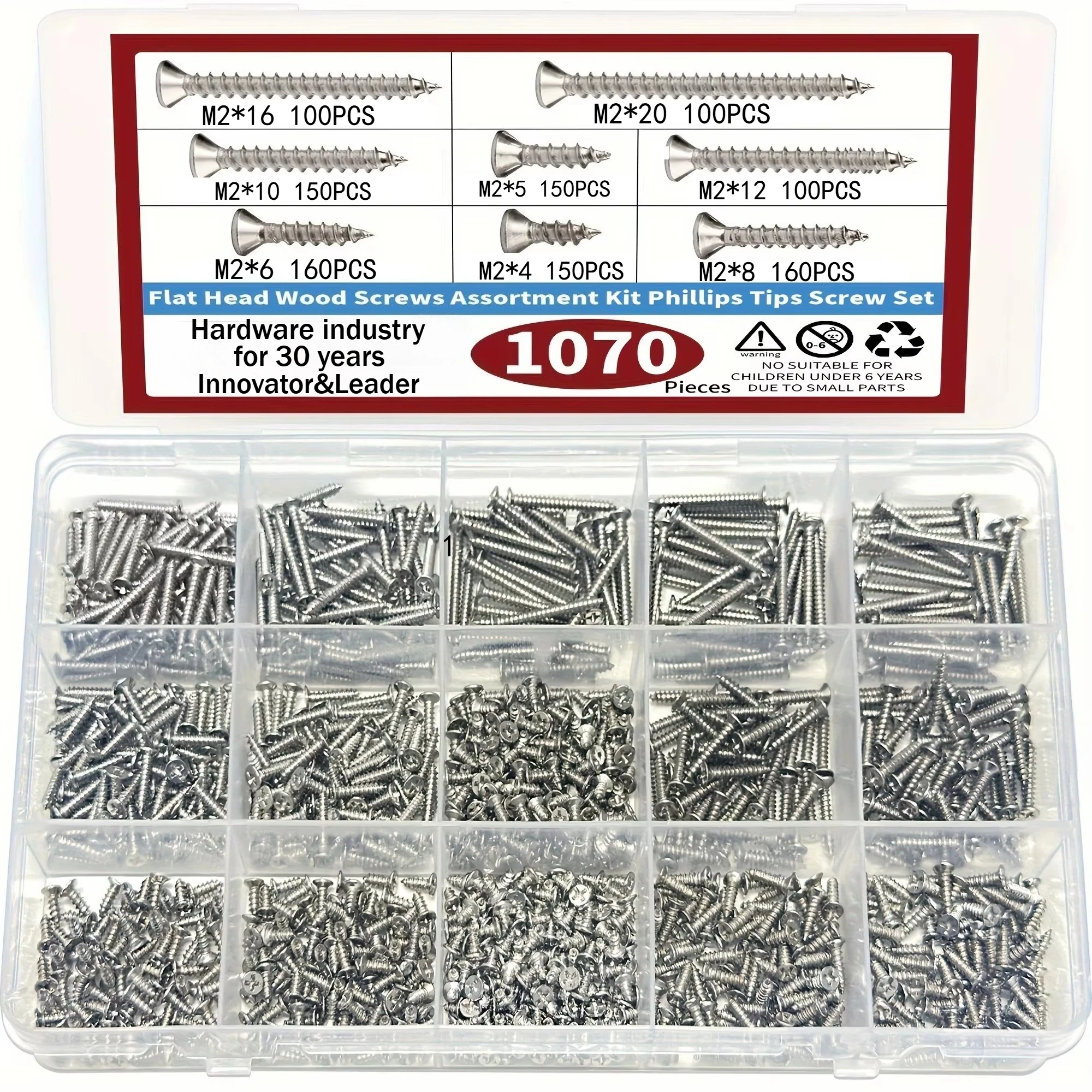 Self Tapping Screw Assortment Kit 1070pcs Self Tapping Screw Assortment Kit M2 Wood Thread Nail Screw Sets Tapping Assortment Kit Lock Nut Wood Thread Nail